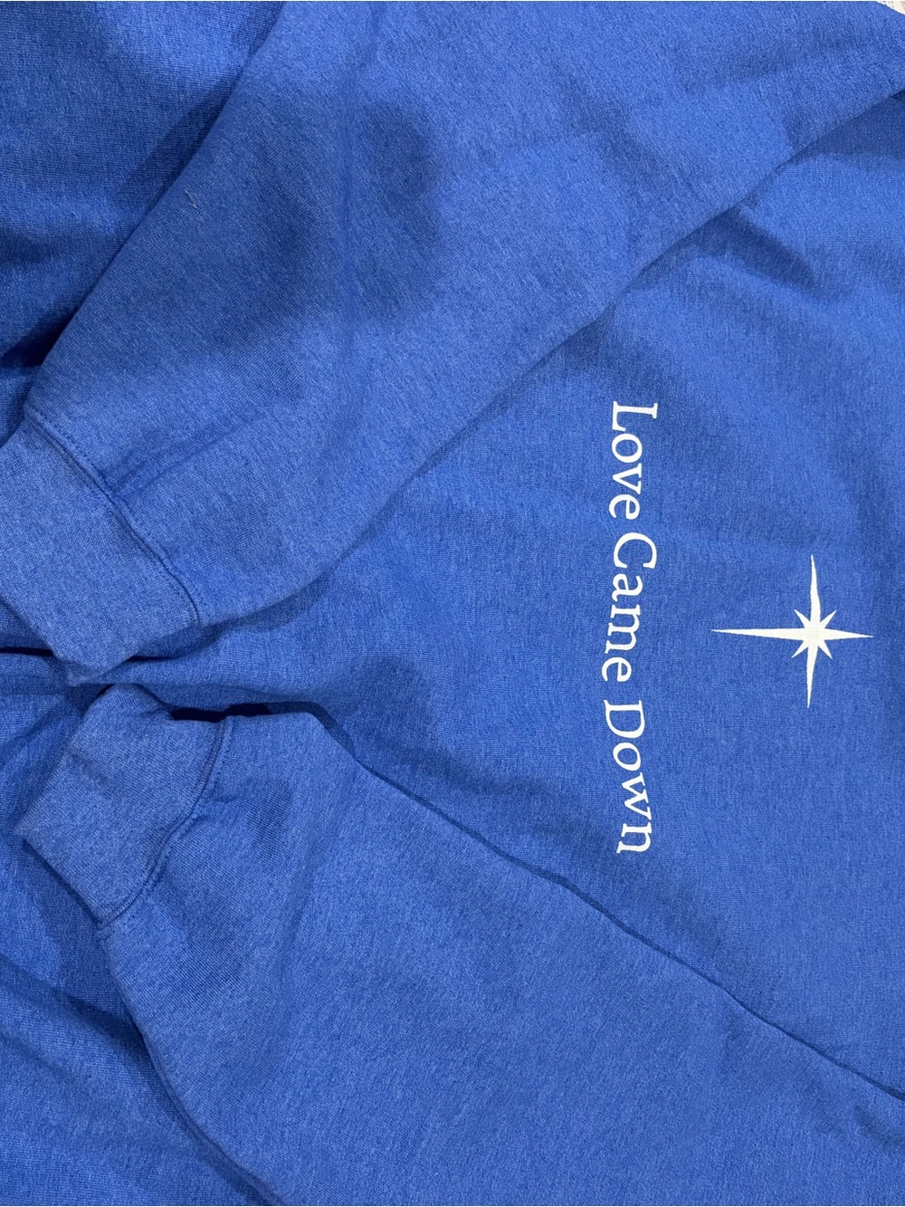 Blue 'Love Came Down' Graphic Sweatshirt